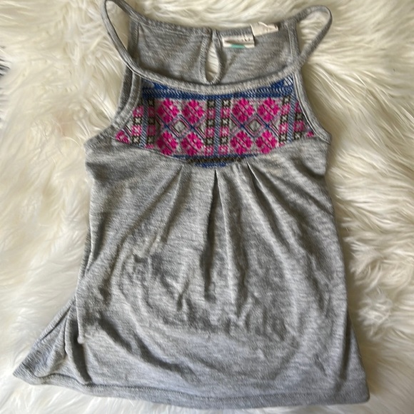 Roxy Other - Roxy Girl Embroidered Fancy Tank Top Gray & MultiColor Size 6